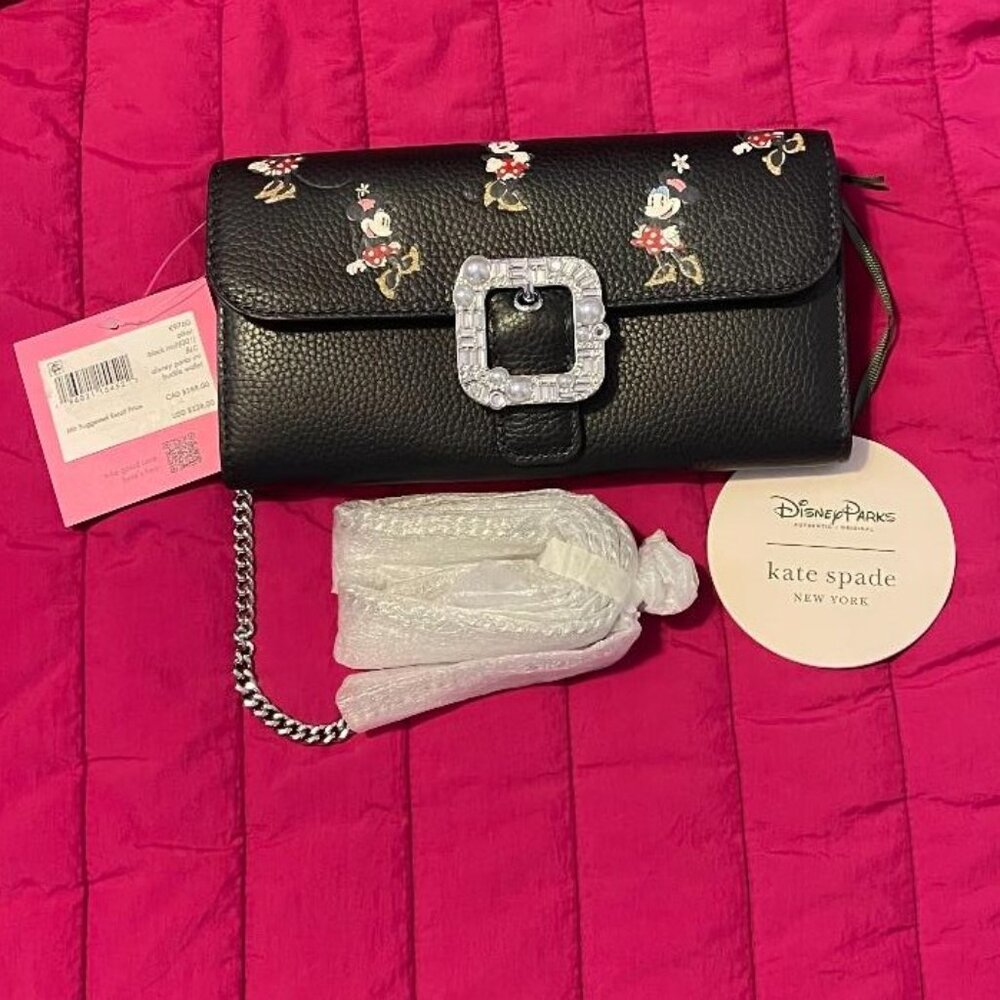 NWT $228 DISNEY PARKS & KATE SPADE WITH MINNIE MOUSE CROSSBODY / WALLET / WOC - Picture 14 of 17